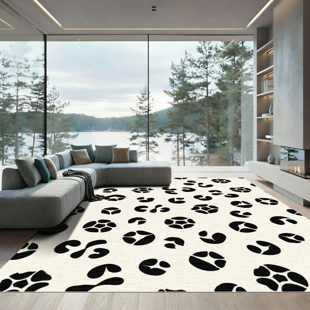 Cream Black Scattered Spots Rug
