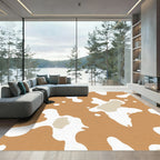 Tan White Irregular Splatter Abstract Rug