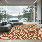 Organic Brown Tan Abstract Swirls Rug