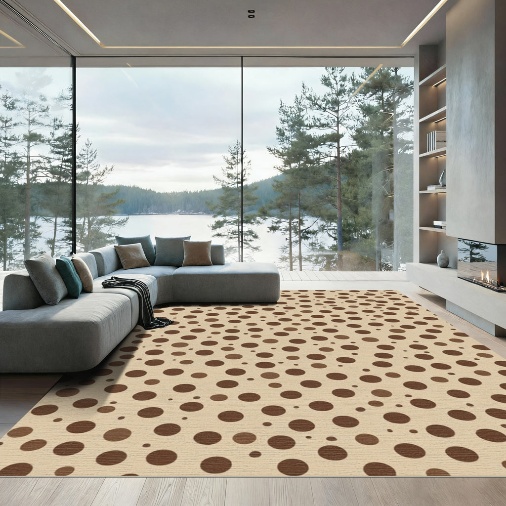 Earthy Speckled Circles Pattern Rug