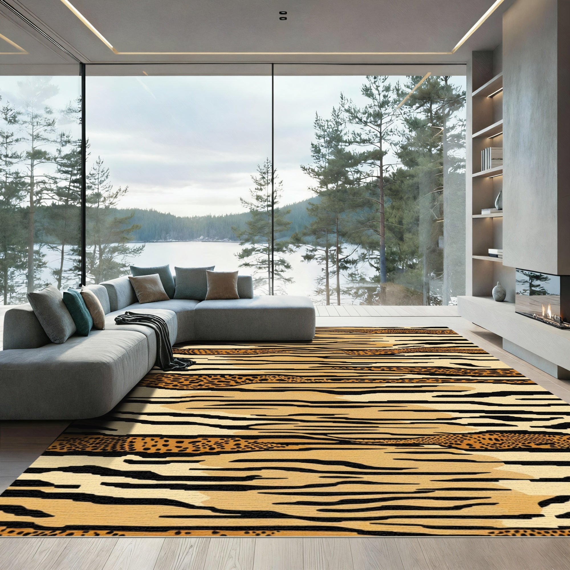 Bold Tiger Stripe Leopard Blend Rug
