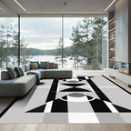 Monochromatic Geometric Art Composition Rug