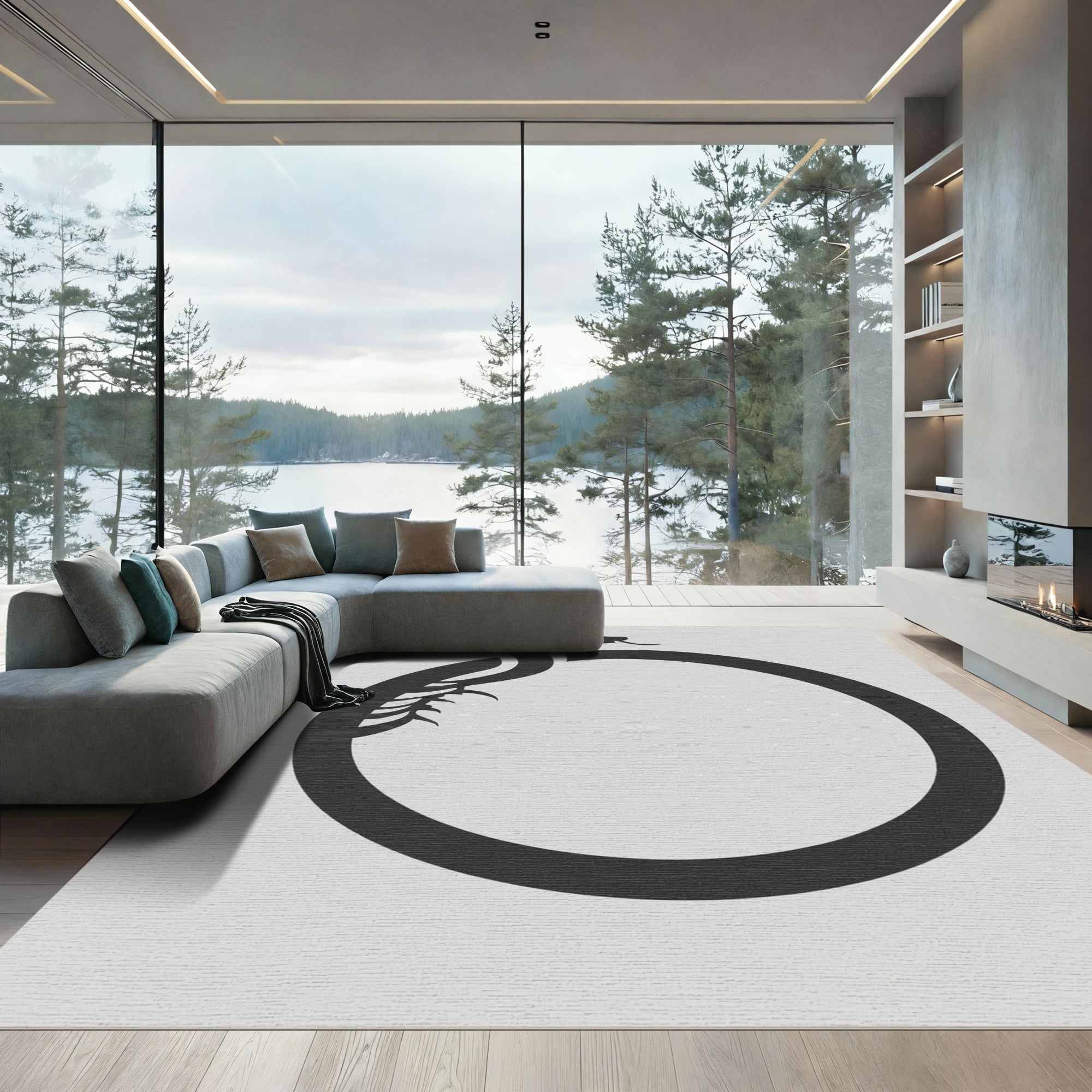 Black Ouroboros Circular Serpent Rug