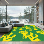 Yellow Tiger Paw Green Collage Rug