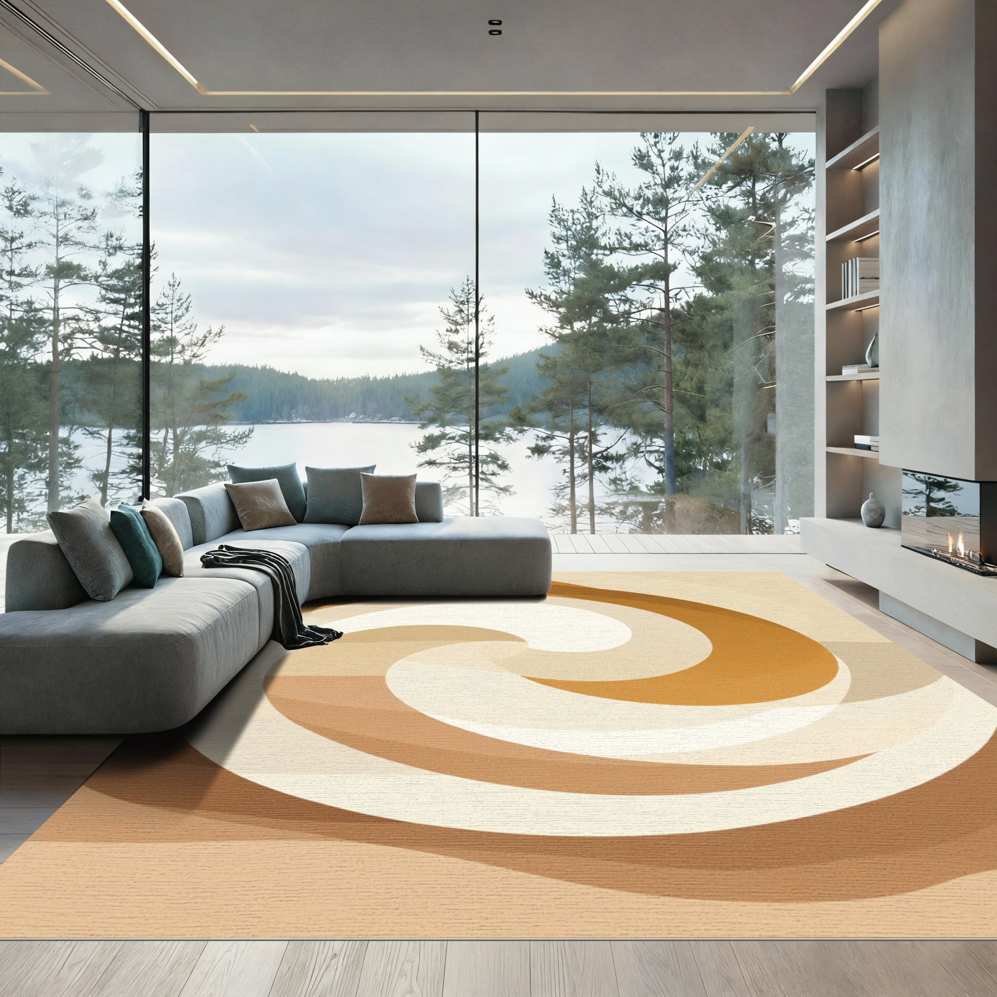 Warm Earth Tones Swirl Rug