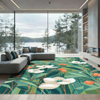 Whimsical White Orange Blossom Garden Rug