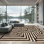 Bold Organic Maze White Lines Rug