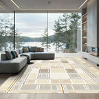 Neutral Tones Geometric Interlocking Squares Rug