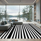 Alternating Black White Linear Texture Rug
