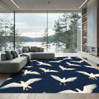 White Seagulls In Deep Blue Sky Rug