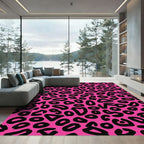 Bold Pink Black Leopard Spots Rug