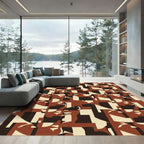 Abstract Geometric Ochre Composition Rug
