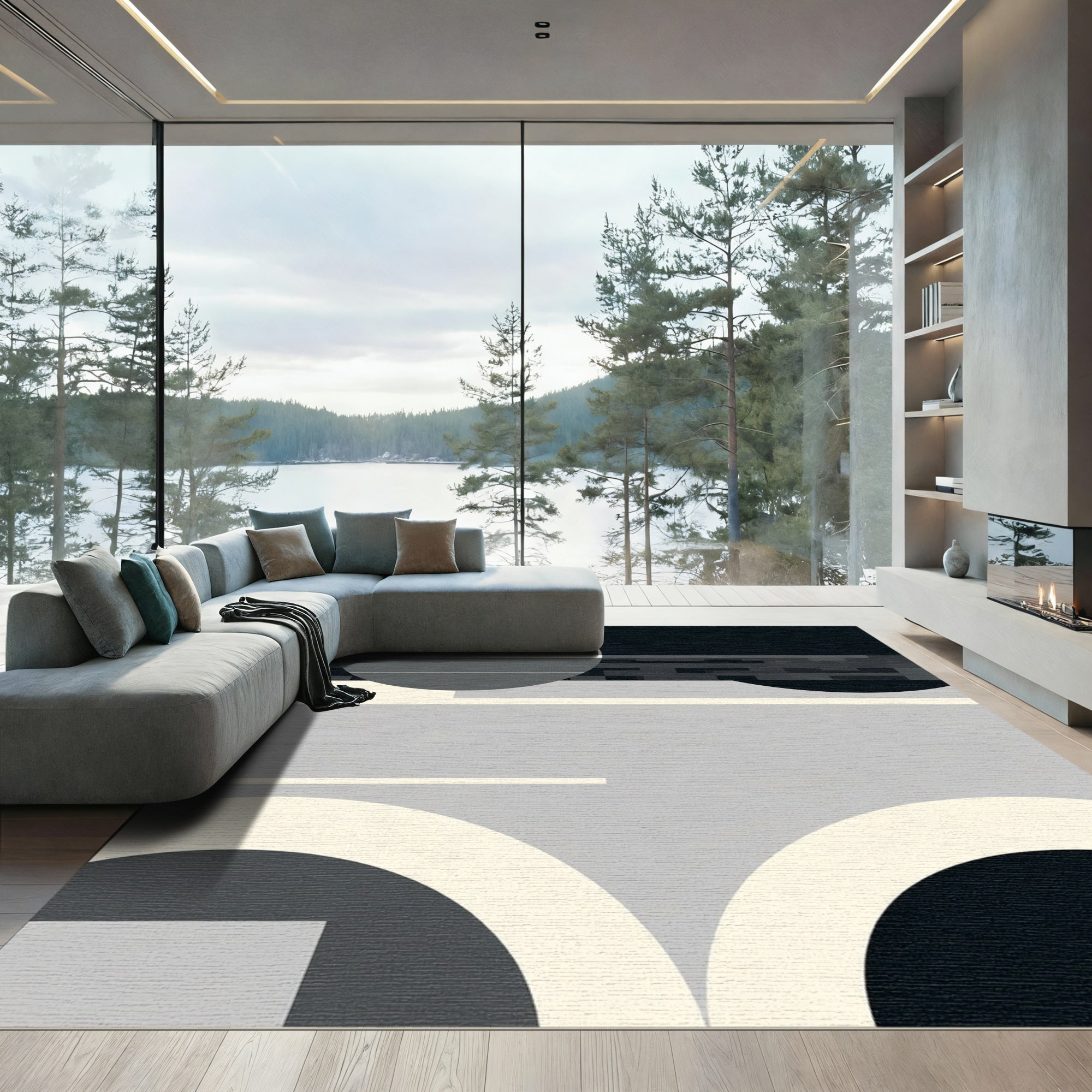 Monochromatic Geometric Abstract Arc Rug