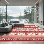 Red Gray Jagged Diamond Stripe Rug