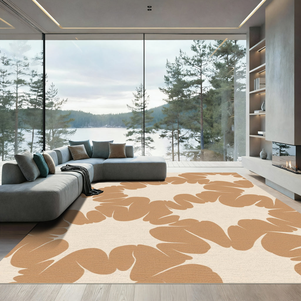 Earthy Orange Abstract Bloom Rug