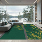 Deep Green Gold Organic Flow Rug
