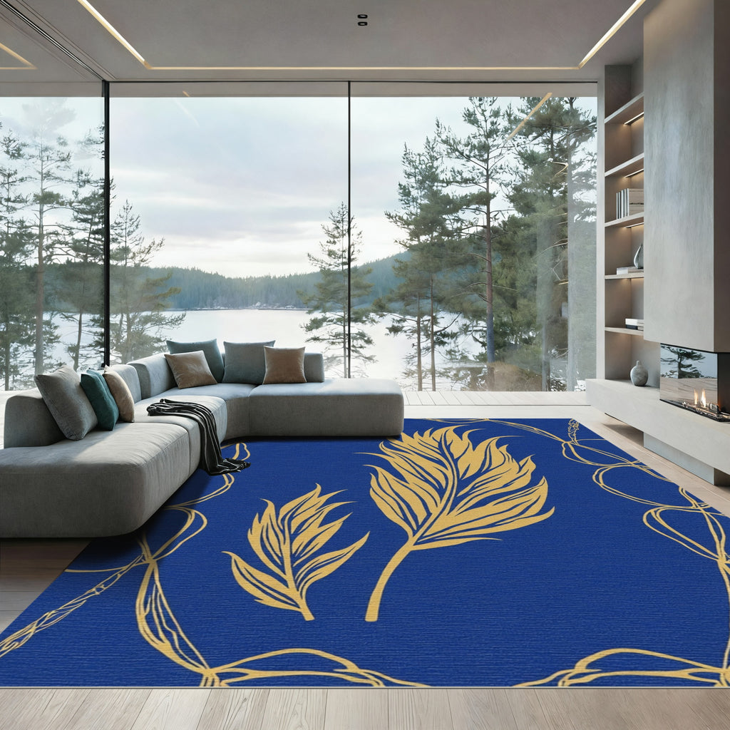 Golden Feather Royal Blue Swirl Rug