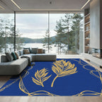 Golden Feather Royal Blue Swirl Rug