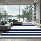 Classic Navy White Horizontal Stripe Rug