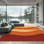Earthy Terracotta Wavy Layered Landscape Rug
