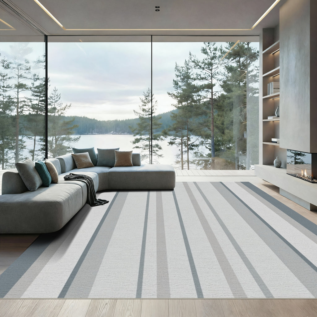 Slate Gray Vertical Stripe Rug
