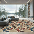 Camouflage figures with bold red accents Rug