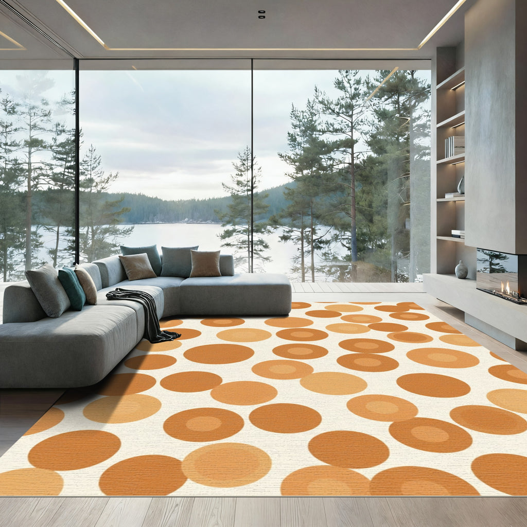 Warm Terracotta Circles Scatter Rug