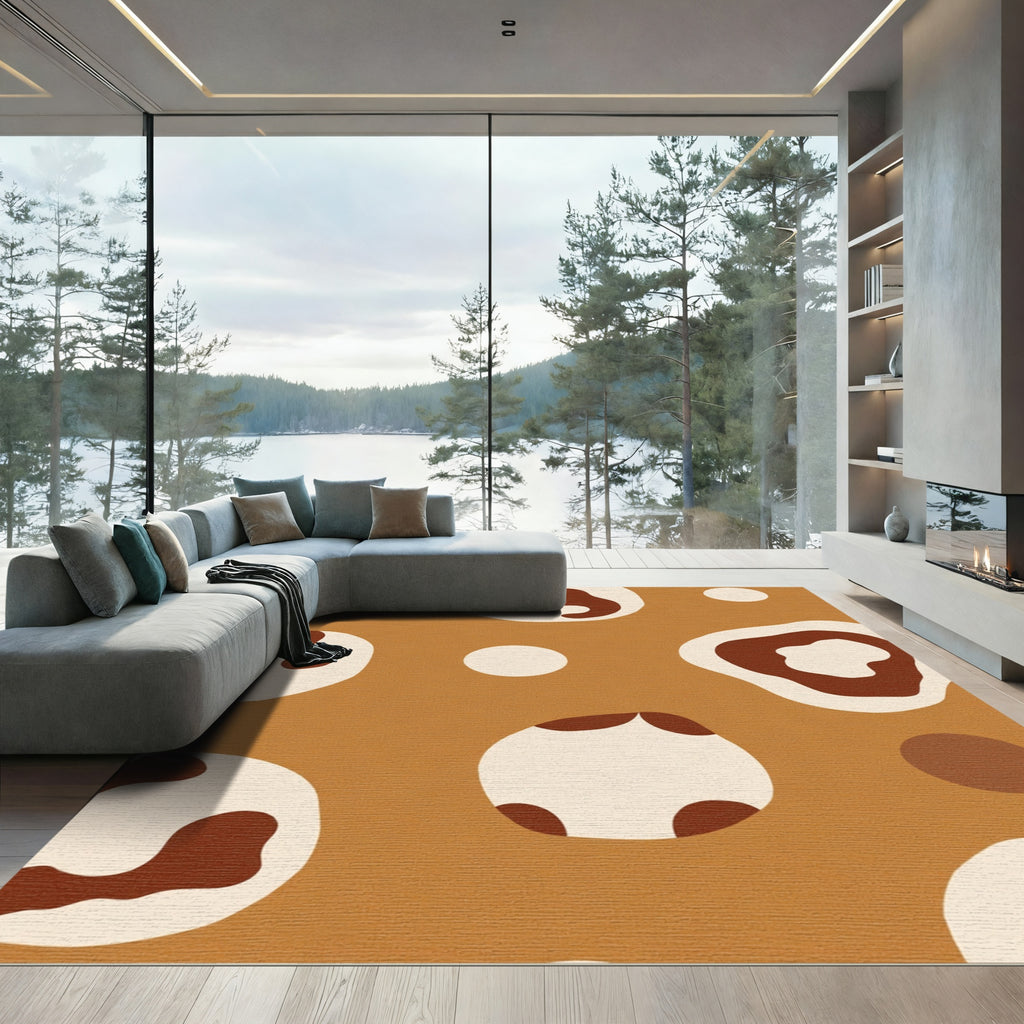 Warm Brown Blob Organic Composition Rug