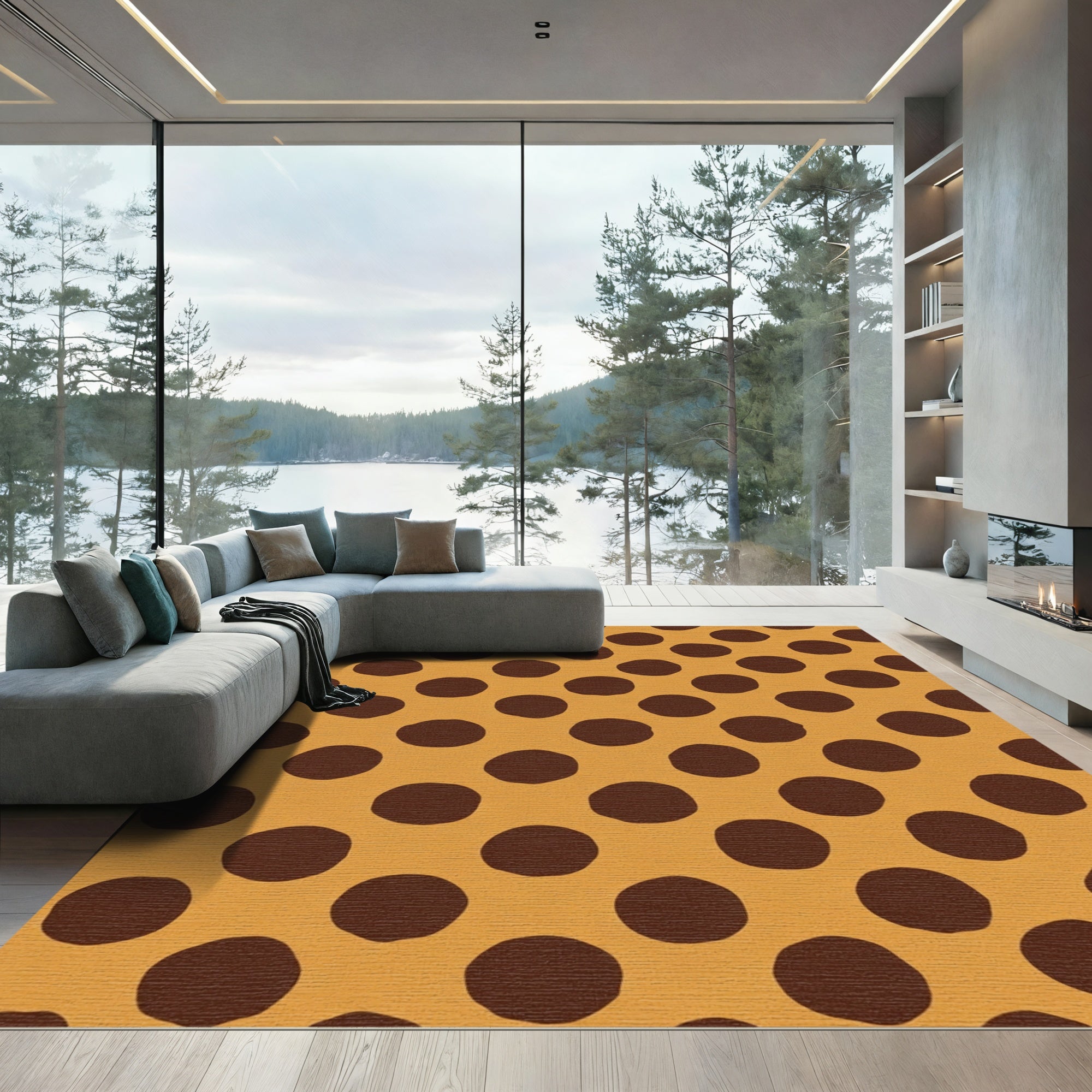 Amber Brown Polka Dot Rug
