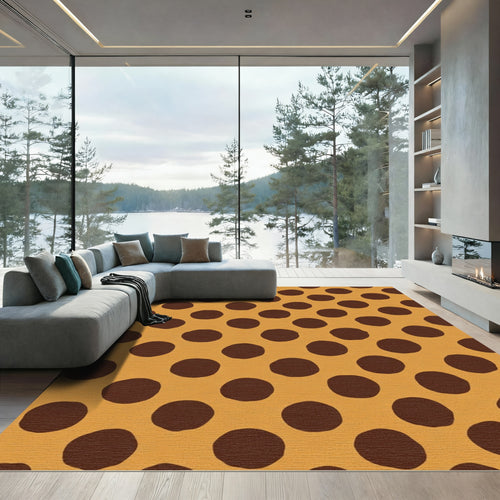 Amber Brown Polka Dot Rug
