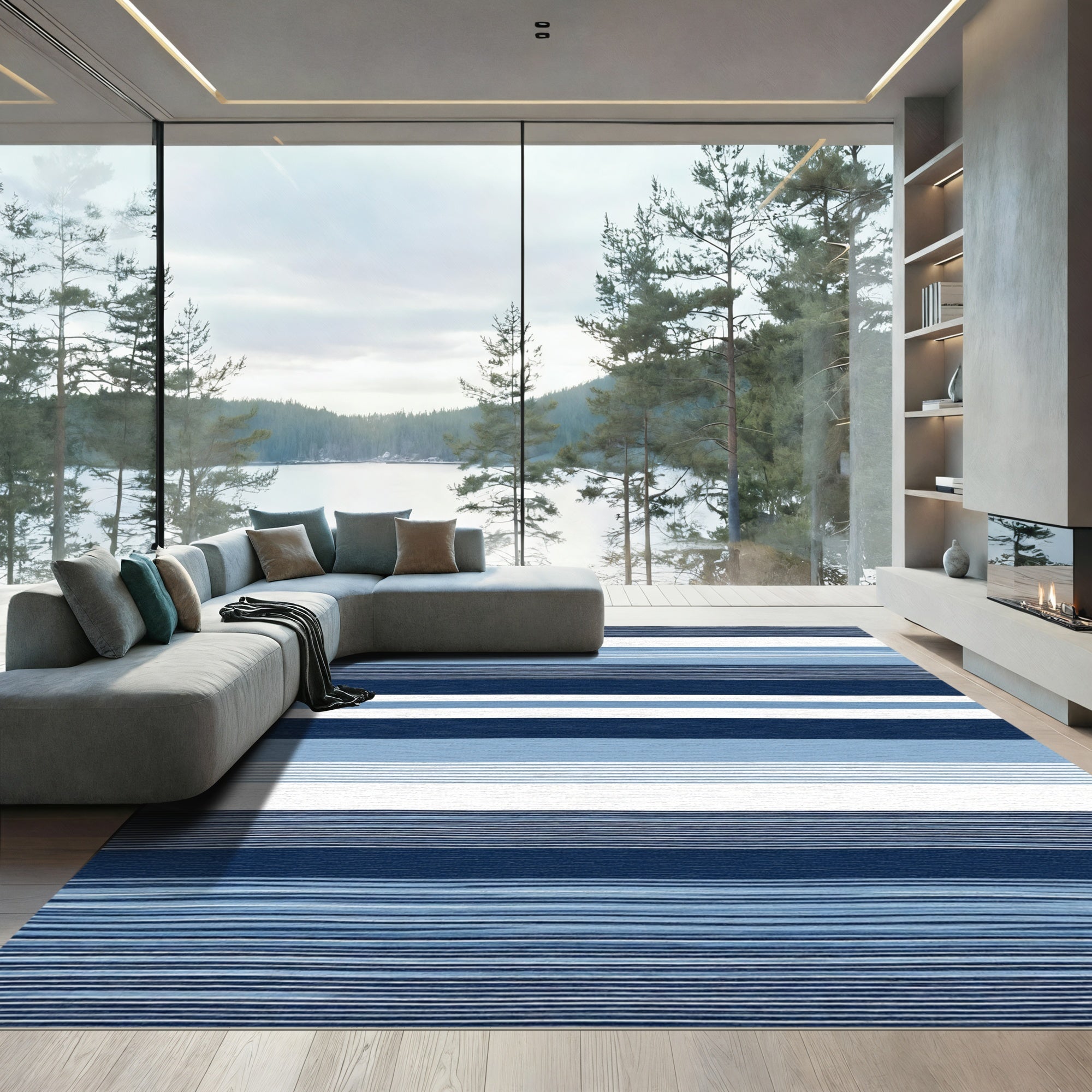 Blue Ocean Stripe Harmony Rug