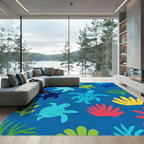Sea Turtle Coral Reef Playful Aquatic Scene Rug