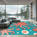 Coral Octopus Nautical Whimsy Rug