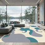 Teal Gray Swirl Organic Forms Rug