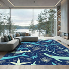 Oceanic Dolphins Coral Underwater Scene Rug