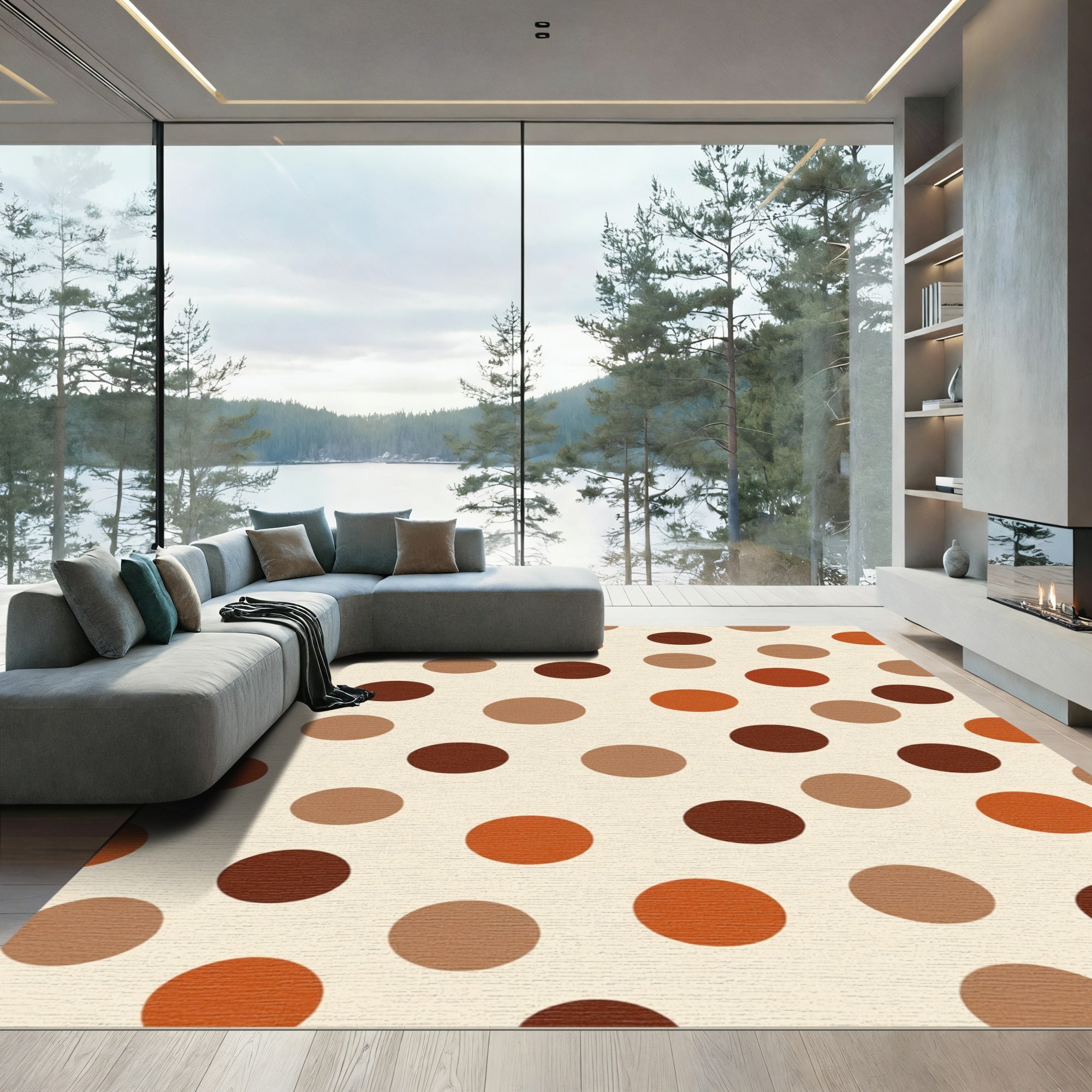 Earthy Tone Polka Dot Scatter Rug