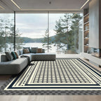 Geometric Diamond Stripe Ivory Navy Rug