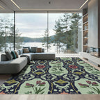Dark Floral Insects Botanical Harmony Rug