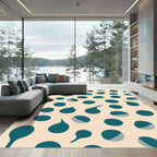 Teal Droplet Scattered Circles Pattern Rug