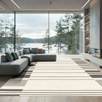 Minimalist Cream and Gray Striped Rectangles Rug
