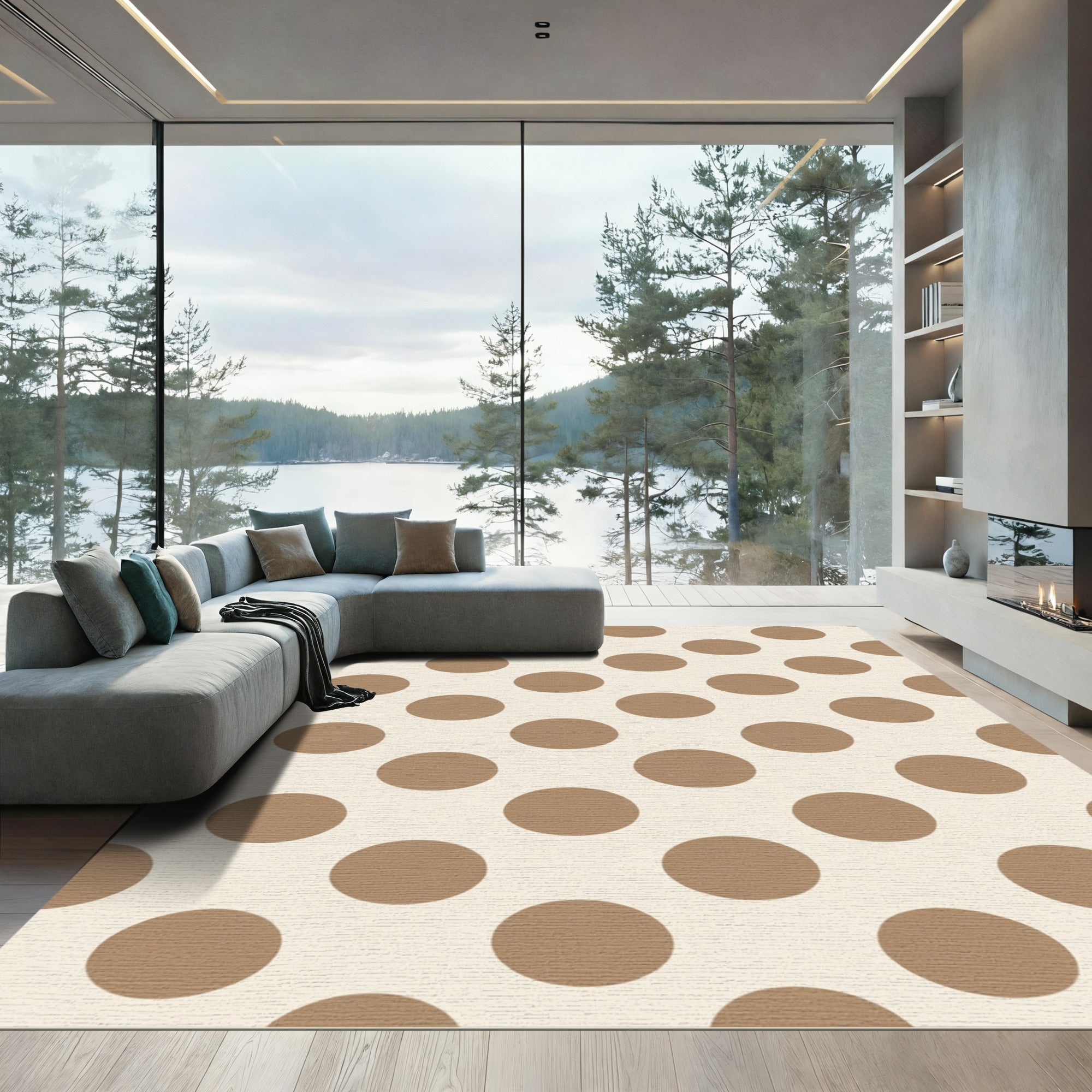 Warm Brown Polka Dot Pattern Rug