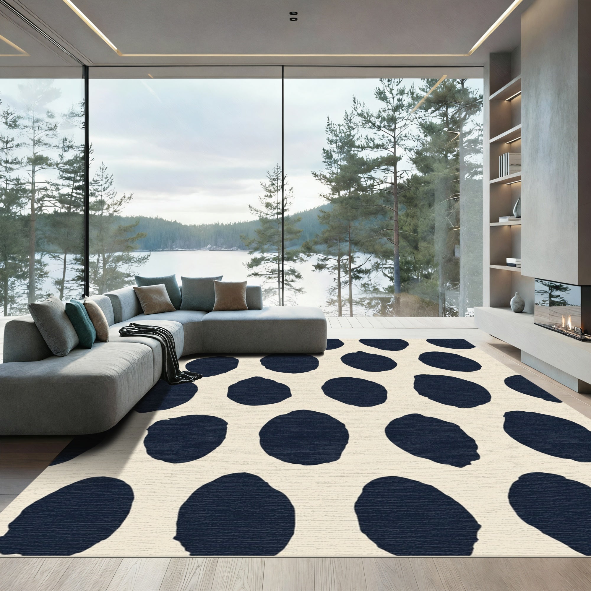 Deep Navy Organic Dot Cluster Rug