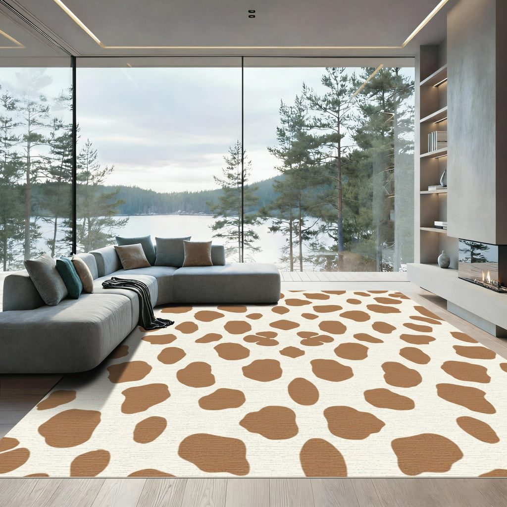Brown Blotchy Animal Print Rug