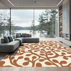 Terracotta Vine Leaf Pattern Rug