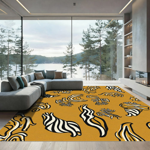 Amber Organic Swirl Animalic Lines Rug