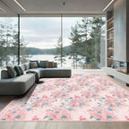 Soft Pink Watercolor Garden Floral Rug