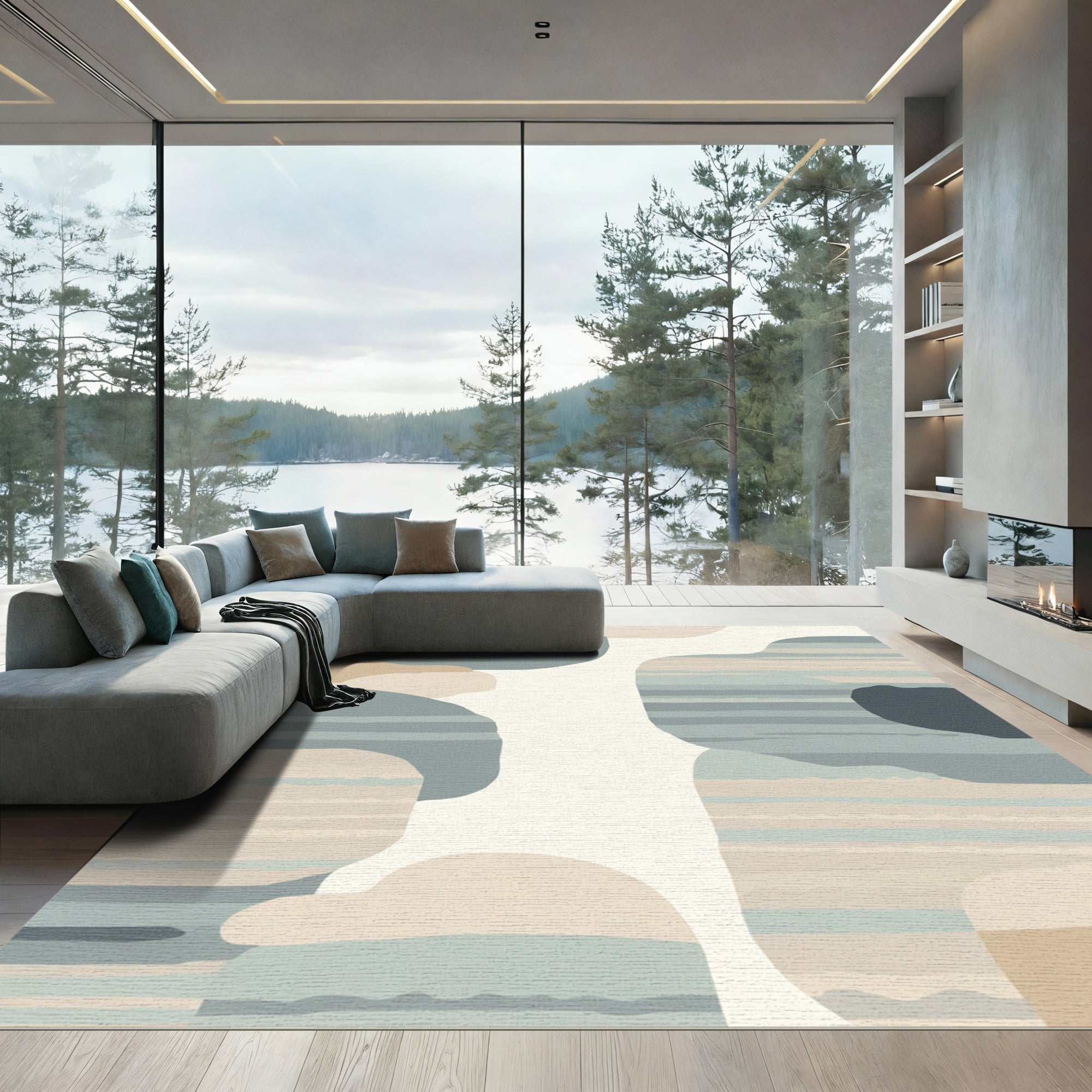 Coastal Abstract Organic Forms Rug