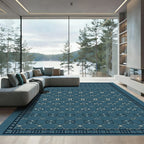 Teal Geometric Lattice Motif Rug