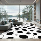 Whimsical Black Dot Cluster Rug