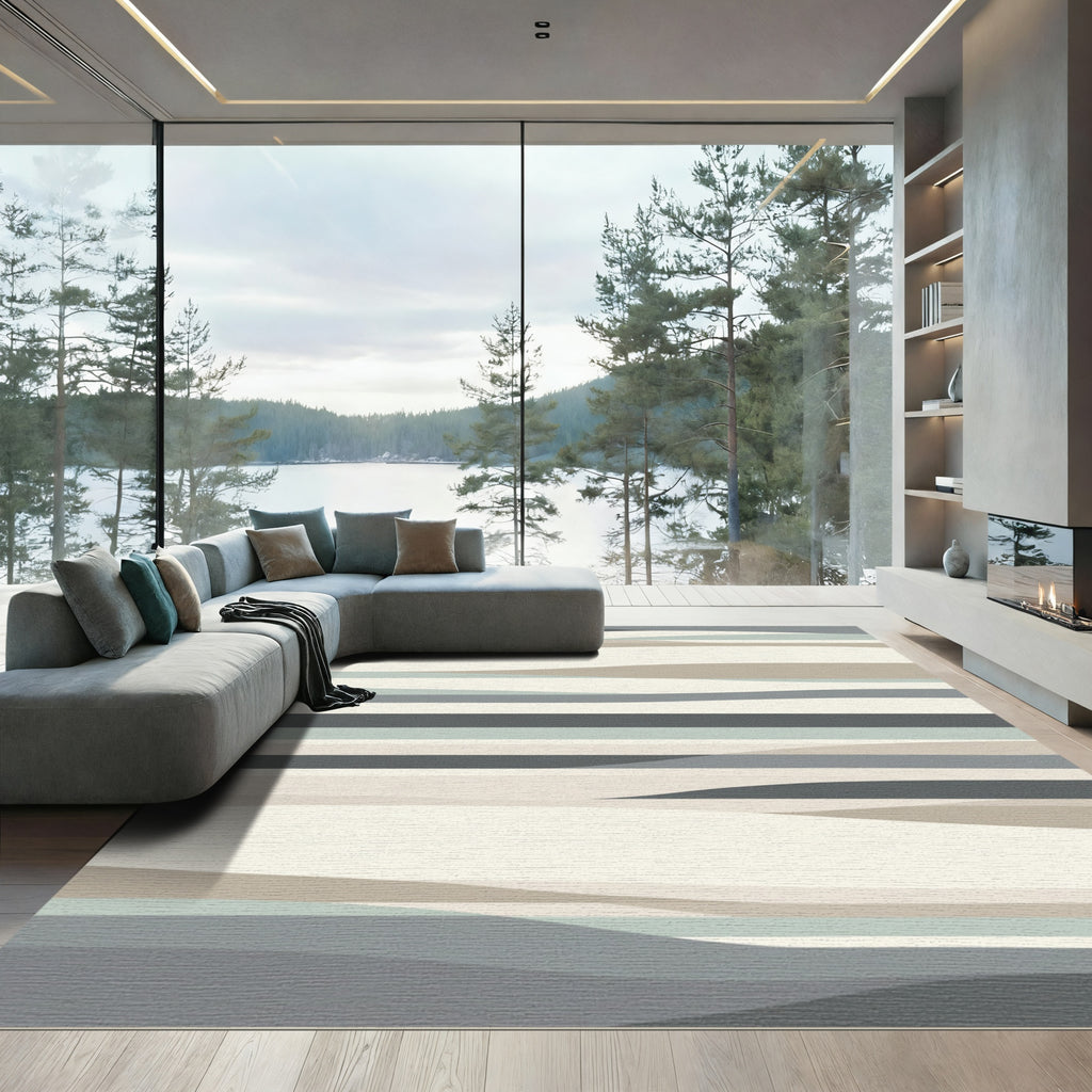 Neutral Tonal Landscape Stripe Rug